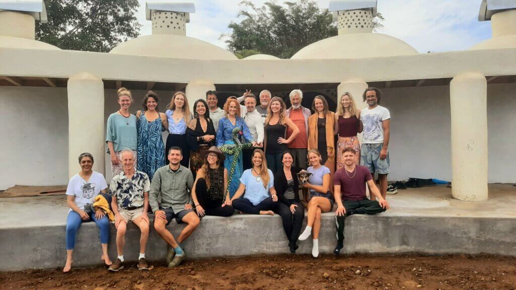 Lucid dream retreat participants gathered at the modern Asklepieion dream incubation temple at Rainbow Bridge Hawaii in Hawaii